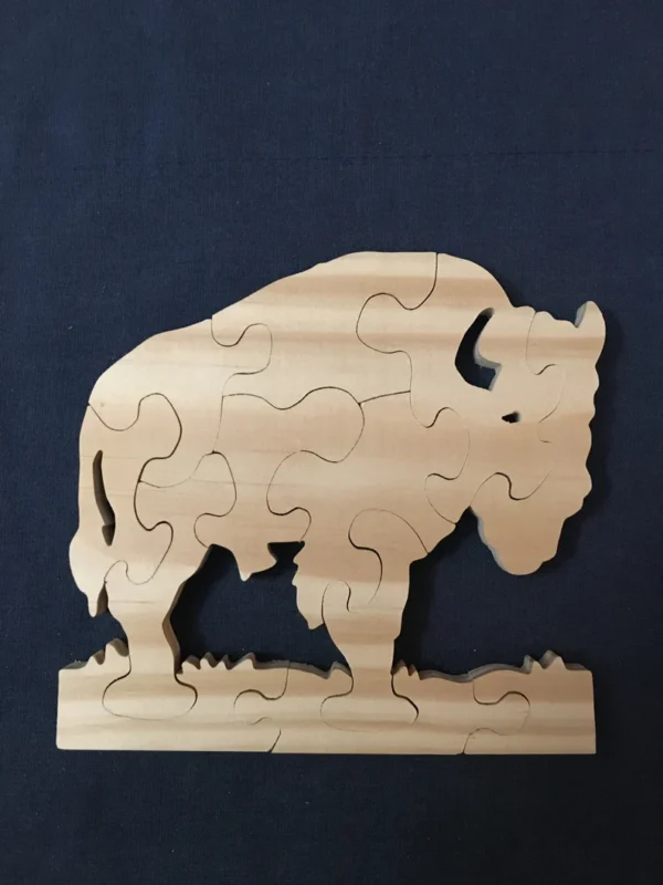 Wooden puzzle of a buffalo