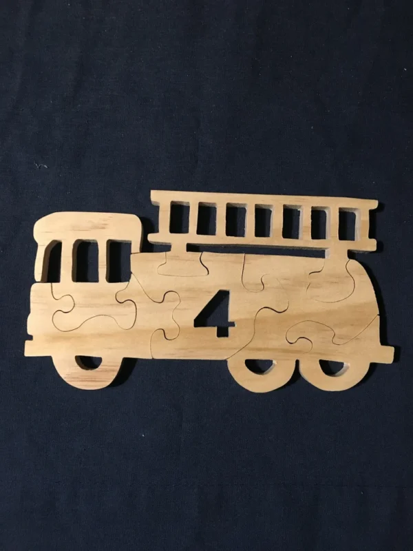 Wooden fire truck puzzle