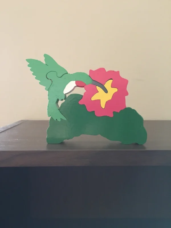 Painted wooden hummingbird puzzle