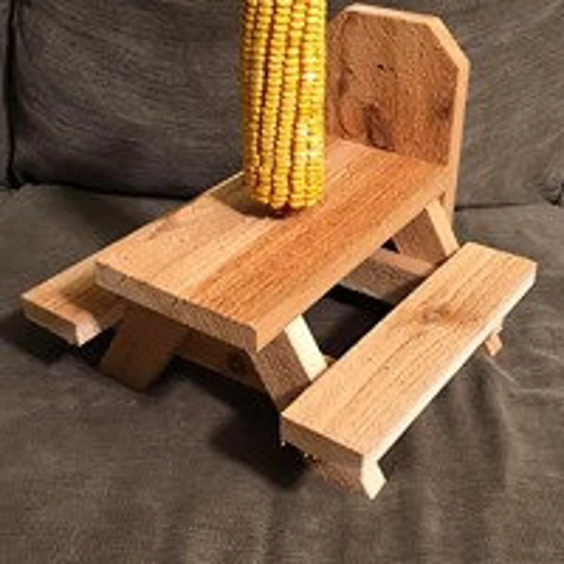 Wooden squirrel feeder picnic table