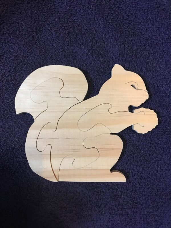 Interactive wooden puzzle of a squirrel