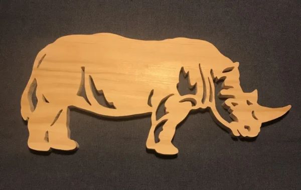 Wooden rhino made with a scroll saw