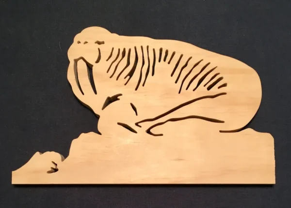 Wooden walrus made with a scroll saw