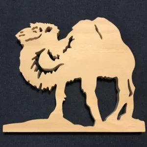 wooden camel that has been saw scrolled