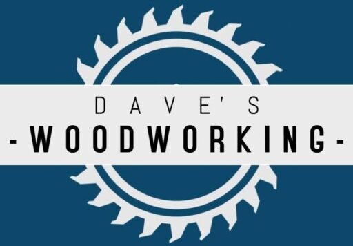 Dave's Woodworking logo with saw blade on blue background