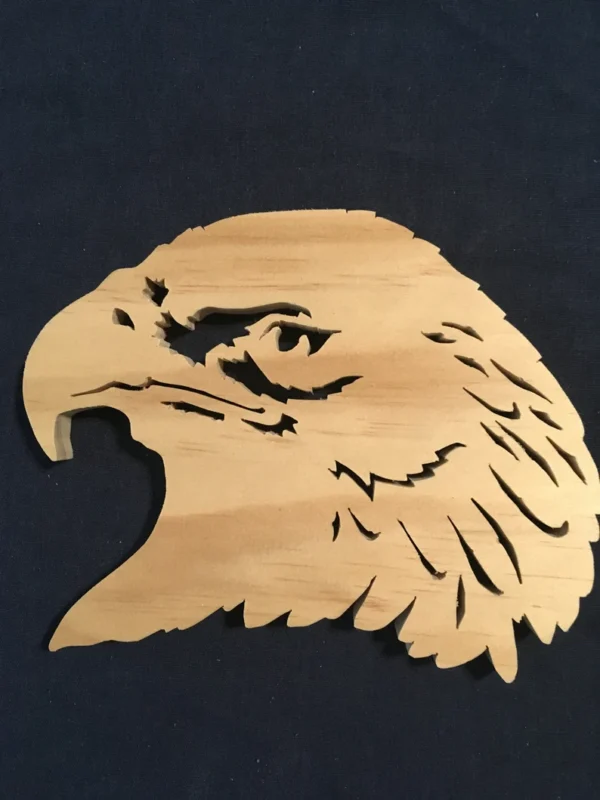 wooden eagle head made with a scroll saw