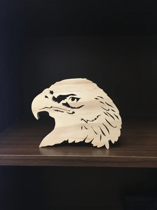 wooden eagle head made with a scroll saw