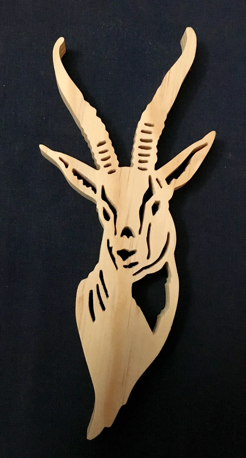 wooden gazelle head made with a scroll saw