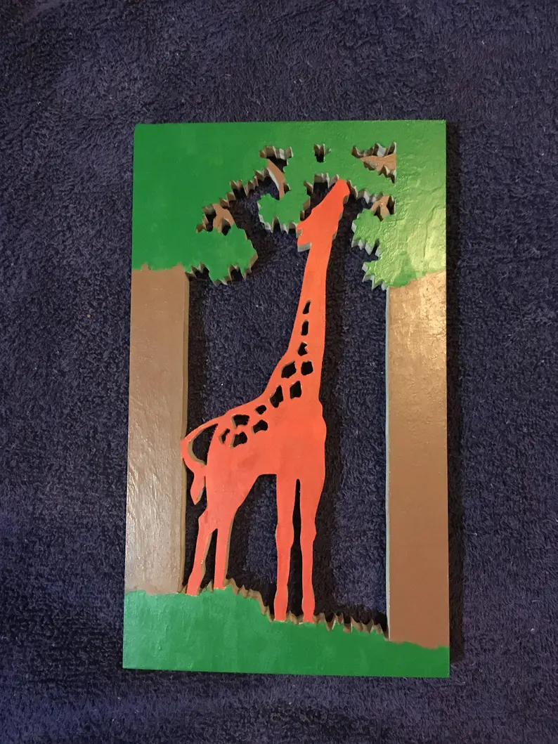 painted wooden giraffe