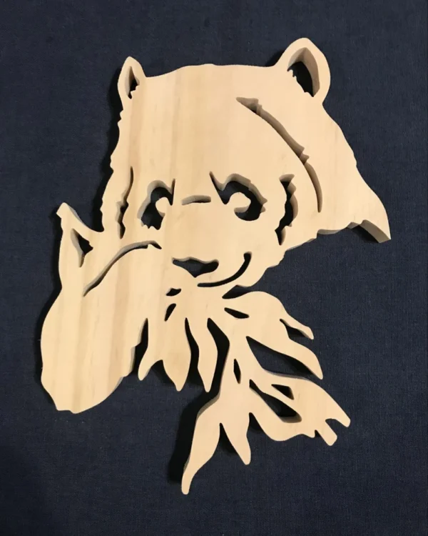 wooden panda made with a scroll saw