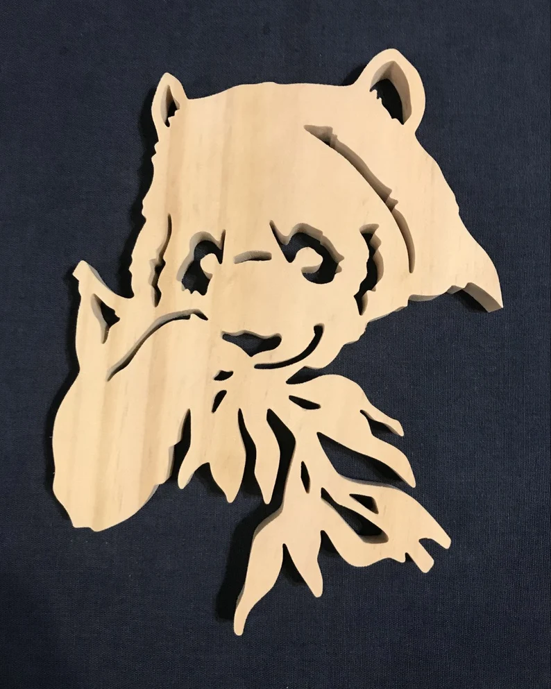 wooden panda made with a scroll saw