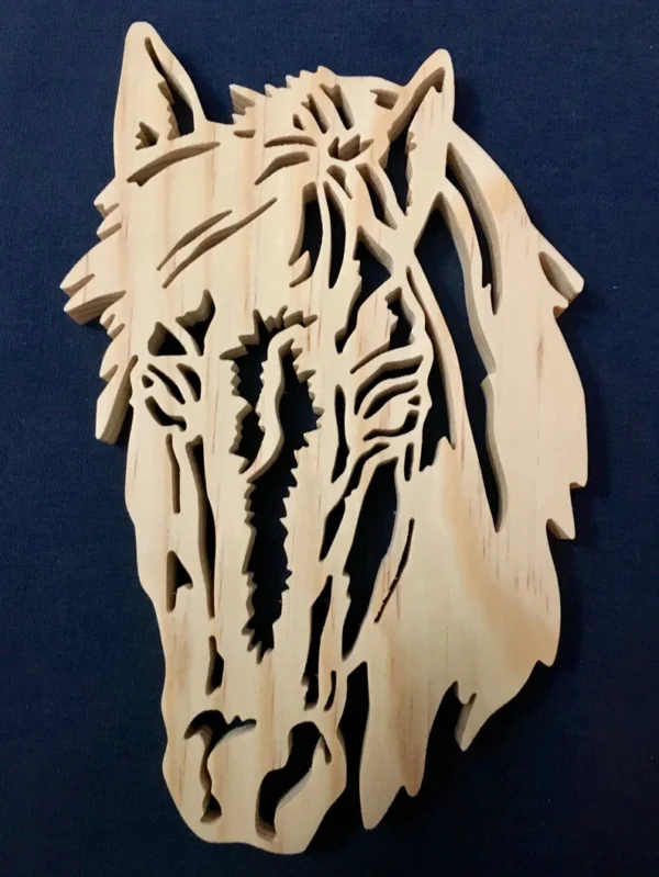 wooden horse head made with a scroll saw