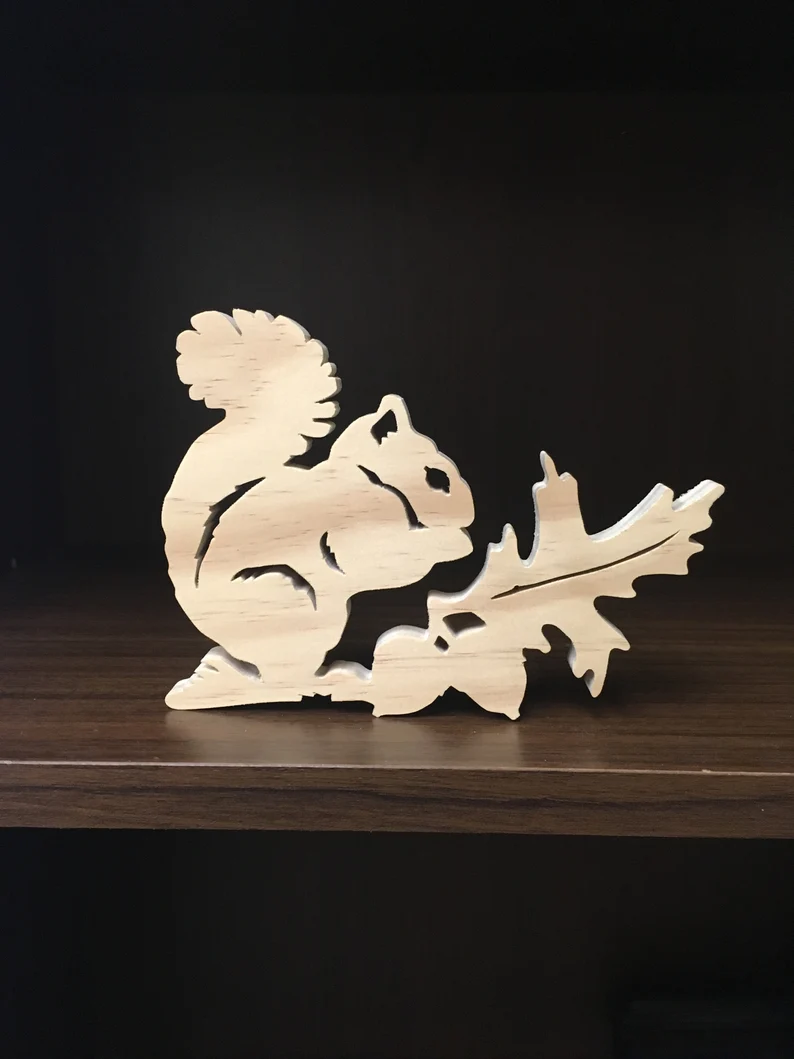 wooden squirrel made with a scroll saw