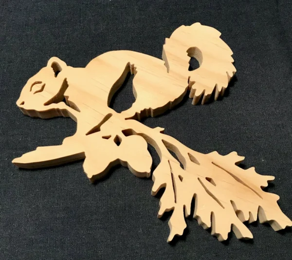 wooden squirrel made with a wood saw